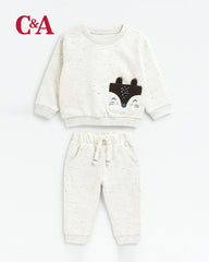 C&A NATURAL WHITE PLUSH SWEATSHIRT WITH TROUSER SET