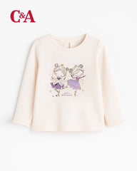 C&A OFF WHITE LETS DANCE PRINTED TOP