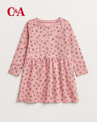 C&A PINK FLORAL PRINT LONG SLEEVE DRESS