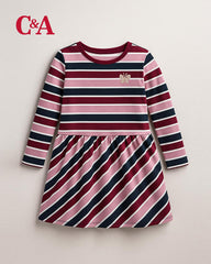 C&A STRIPED LONG SLEEVE JERSEY DRESS