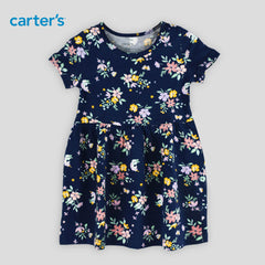 CARTERS NAVY FLORAL JERSEY DRESS