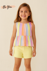 BE YOU MULTICOLOR STRIPED TOP WITH SHORT SET