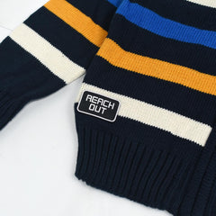 COOL CLUB DARK NAVY STRIPED KNITTED ZIPPER JUMPER