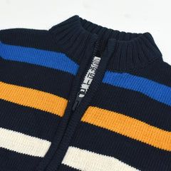 COOL CLUB DARK NAVY STRIPED KNITTED ZIPPER JUMPER