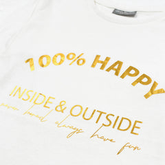 DESTINATION OFF WHITE 100% HAPPY PRINTED LONG SLEEVE TOP