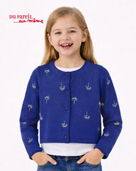 DU PAREIL BLUE PRINTED CARDIGAN