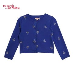 DU PAREIL BLUE PRINTED CARDIGAN