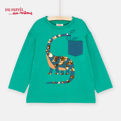 DU PAREIL GREEN DINO SEQUINED T-SHIRT
