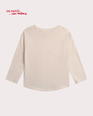 DU PARIEL ECRU LONG SLEEVE T-SHIRT WITH SEQUINED FOX DESIGN