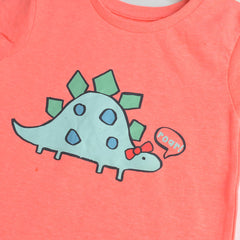 DUNNES NEON ORANGE ROARR PRINTED T-SHIRT