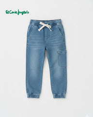 EL CORTE INGLES MID BLUE COMFORT DENIM JOGGERS PANT