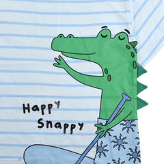 F&F BLUE STRIPED HAPPY SNAPPY T-SHIRT