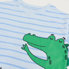 F&F BLUE STRIPED HAPPY SNAPPY T-SHIRT