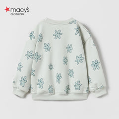 MACYS GREEN FLOWERS PRINTED SWEATSHIRT