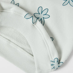 MACYS GREEN FLOWERS PRINTED SWEATSHIRT