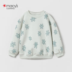 MACYS GREEN FLOWERS PRINTED SWEATSHIRT