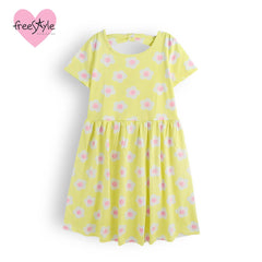 FREESTYLE YELLOW FLOWERS PRINTED DRESS