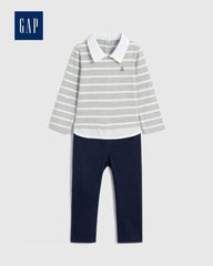 GAP BOYS WHITE STRIPED COTTON LONG SLEEVE BODYSUIT