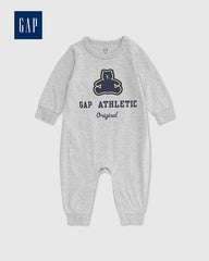 GAP GREY MARL ATHLETIC BEAR COTTON SLEEPSUIT