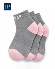 GAP GREY & PINK ANKLE SOCKS - 3 PACK