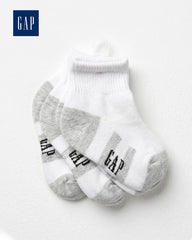 GAP KIDS WHITE & GREY ANKLE SOCKS - 3 PACK