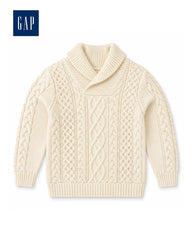 GAP OFF WHITE CABLE KNIT SHAWL COLLAR SWEATER