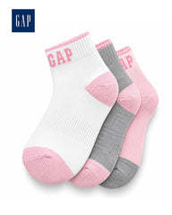 GAP PINK, WHITE & GREY ANKLE SOCKS - 3 PACK