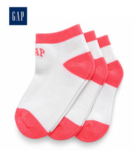 GAP WHITE & CORAL CONTRAST ANKLE SOCKS - 3 PACK