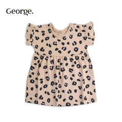 GEORGE BEIGE LEOPARD PRINTED FROCK