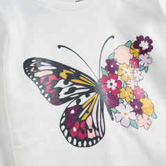 GEORGE OFF WHITE LONG SLEEVE BUTTERFLY T-SHIRT