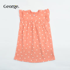 GEORGE ORANGE HEARTS PRINTED DRESS