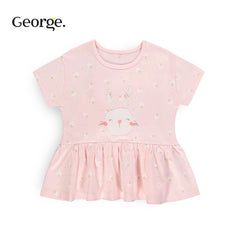 GEORGE PINK BUNNY FLORAL PEPLUM TOP