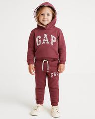 GIRLS MAROON FLEECE HOODED SWEATSHIRT & JOGGER SET