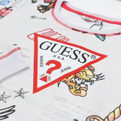 GUESS TEAL PINK PRINTED SWEATSHIRT