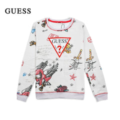 GUESS TEAL PINK PRINTED SWEATSHIRT