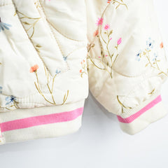 HEMA OFF WHITE FLORAL BOMBER JACKET