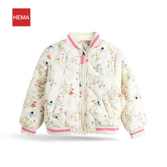 HEMA OFF WHITE FLORAL BOMBER JACKET