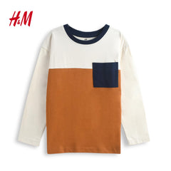 H&M BEIGE AND BROWN LONG SLEEVE T-SHIRT