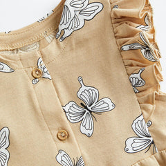 H&M BEIGE BUTTERFLY ROMPER SUIT