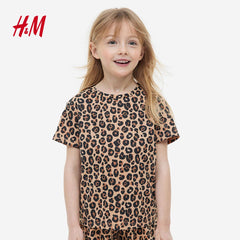 H&M BEIGE LEOPARD PRINTED T-SHIRT