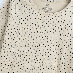 H&M BEIGE LONG SLEEVE DOTTED T-SHIRT