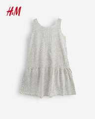 H&M BEIGE OVERALL PRINTED SLEEVELESS DRESS