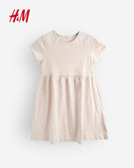 H&M BEIGE PRINTED SHORTSLEEVE DRESS