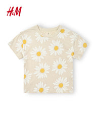 H&M BEIGE SUN FLOWER T-SHIRT