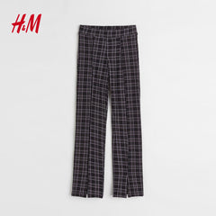 H&M BLACK CHECKED FLARED LEGGINGS 1028675002