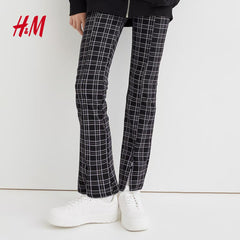 H&M BLACK CHECKED FLARED LEGGINGS 1028675002