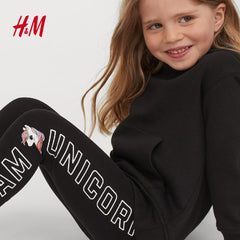 H&M BLACK TEAM UNICORN PRINTED LEGGING