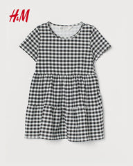 H&M BLACK WHITE CHECKERED COTTON DRESS