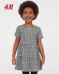 H&M BLACK WHITE CHECKERED COTTON DRESS