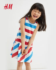 H&M BLUE AND RED STRIPED DRESS